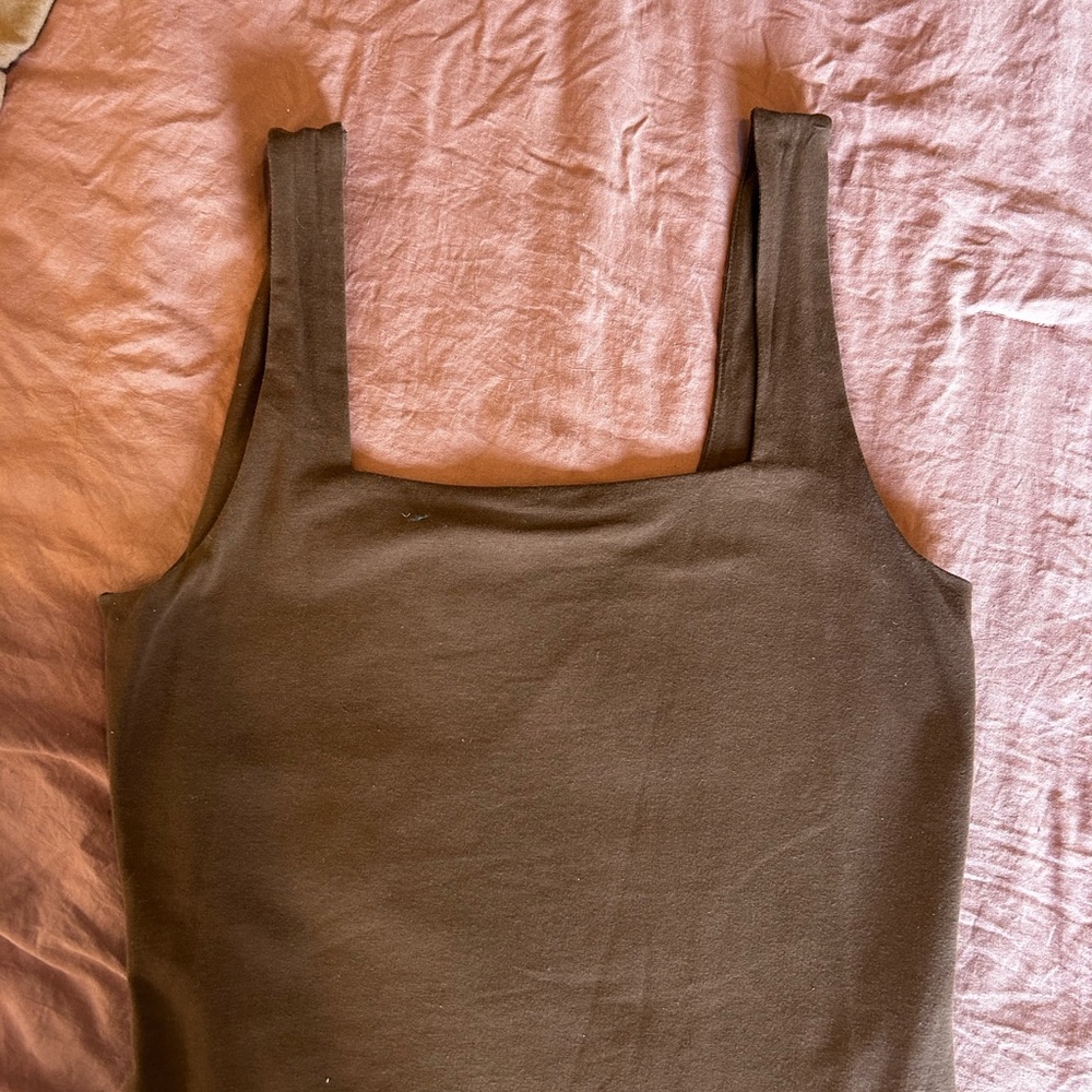 Brown square neck bodysuit